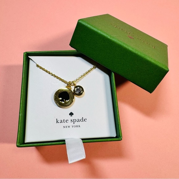 Kate Spade Gold & Black Spade Pendant Necklace - NWT - Picture 1 of 6